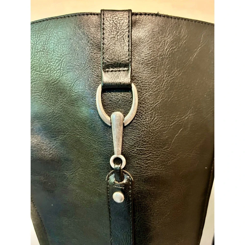 LifeStride Sikora Black Tall Riding Boots Womens 11W Wide Calf Harness Detail